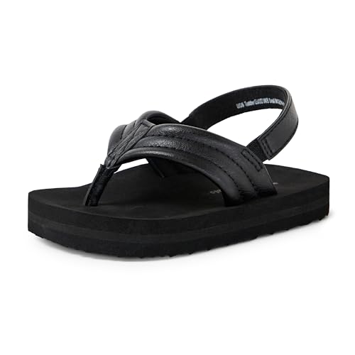 Amazon Essentials Unisex Toddlers Flip Flop Sandals with Backstrap for Boys and Girls Black 7 Toddler