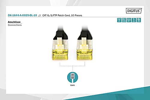 Digitus Cable LAN Cat 6A 0.25m 10 Piezas RJ45 S/FTP Negro miniatura 3