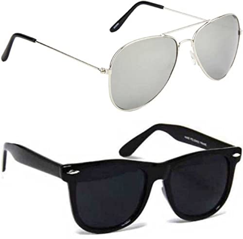 Image of UV-Protected Unisex Wayfarer And Aviator Combo Pack Of 2 Sunglasses