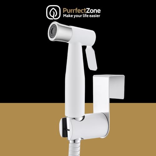 Image of Purrfectzone Bidet Sprayer for Toilet, Bidet Sprayer for Feminine Wash, Premium Stainless Steel Jet Spray for Toilet, Wall-Mounted or Toilet Tank Mounted - White /Chrome