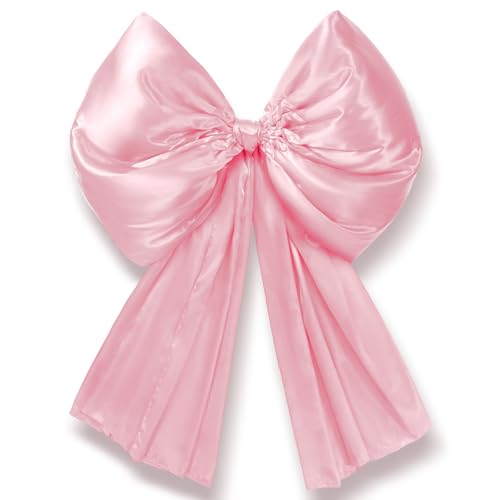 Daifunli 32 x 41 Inches Christmas Extra Large Satin Bows Giant Christmas Tree Topper Bow Decorations for Home Xmas Tree Toppers Wreath Wall Birthday Wedding Engagement Party Decor(Pink)