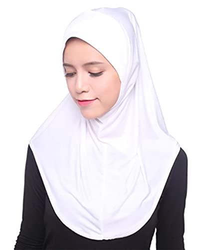 Muslim Hijab Islamic Jersey Turban Women Black Ninja Under scarf Caps Instant Head Scarf Full Cover (White)