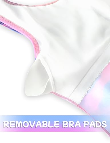 Image of Girls Swimsuits Back Cutout Bathing Suits for Girls 6-14 Removable Chest Pad Quick Dry for Swim Team Beach Pool