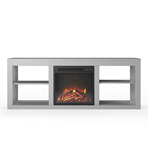Ameriwood Home Parsons TV Stand with Fireplace, Dove Gray