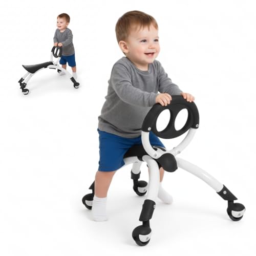 YBIKE Pewi Toddler Balance Bike - Kids Ride On Toys, Baby Push Car, Toddler Walker for Ages 9 Months to 3 Yrs, Durable Walking Buddy Push Toy, Comfortable, Indoor & Outdoor, Up to 44 Lbs, Black