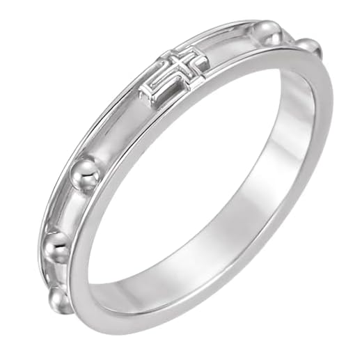 The Men's Jewelry Store (Unisex Jewelry) Rosary Ring, 3.25mm, 14k White Gold, Size 7