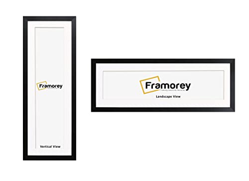 FRAMOREY Panoramic Style, Oxford Flat Wooden Effect Picture Frame, 14x8 Size Matt Black Photo Frame With 10x4 Size White Mount, Handmade Frame, Wall Art Hanging Frame, Best Home Decor Frames