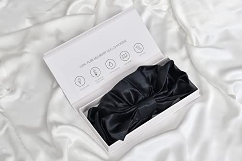 Sleepdown 100% Silk Hair Wrap, Sleep Wrap, Hair Turban, Naturally Hypoallergenic, Soft and Comfortable - 22 Momme - 20cm Dia - Black - Image 2