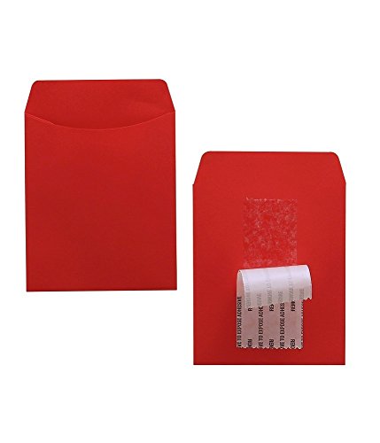 Hygloss Products, Inc Library Card Pockets Perfect for Classroom, Arts & Crafts & Much More - Self-Adhesive - 3.5â€ x 5â€, Red, 30 Piece