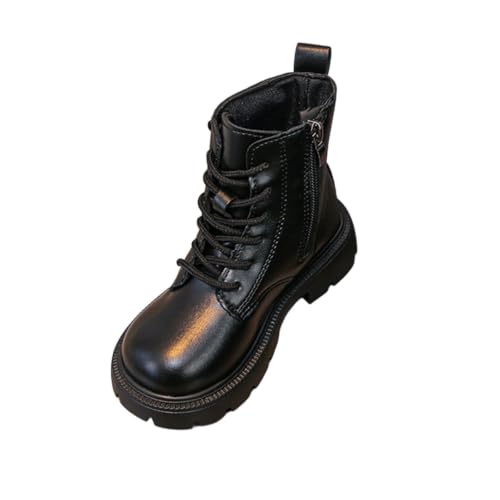 Girls Ankle Boots Fashion Lace Up Round Toe Side Zipper Combat Boots - image 1