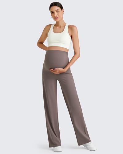 Image of G4Free Women's Maternity BareFeel Wide Leg Yoga Pants | Bump-Friendly Coverage,Wide Leg Design,Lycra Blend,Extremely Soft,Skin-like Touch,for Work Casual Wear