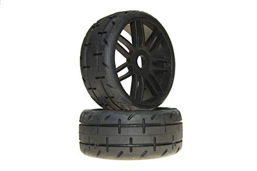 GRP Tyres 1:8 GT Treaded S2 XSoft Black Spoked Belted On-Road Rubber Tires GRPGTX01-S2