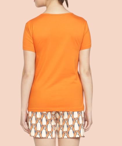 Image of Club A9 Women Cotton Regular Fit T-Shirt and Shorts Night Suit | Two Piece Set