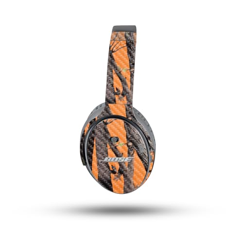 Image of MightySkins Carbon Fiber Skin Compatible with Bose QuietComfort 35 II Headphones - Orange Camo | Protective, Durable Textured Carbon Fiber Finish | Easy to Apply