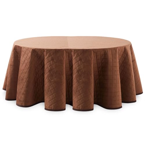 Lanovenanube Falda Camilla Velvet Acolchada, Enaguilla de Invierno Ovalada, Medida 90x150, Color Marrón. Faldilla para Mesa Que Mantiene el Calor, de Tejido Aterciopelado y Tacto Extra Suave