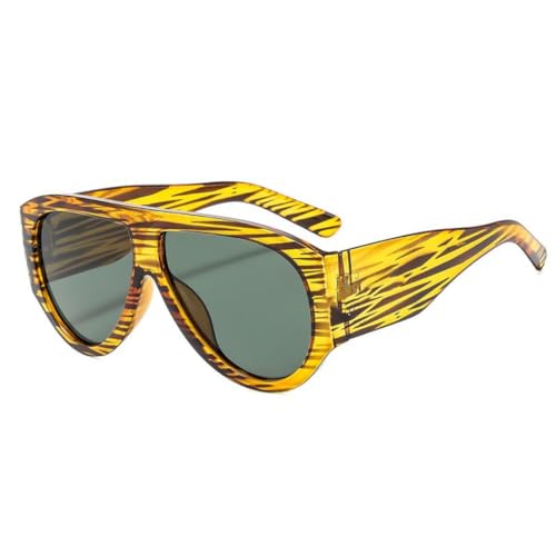 Lunettes de soleil de luxe vert fleur style punk monture large
