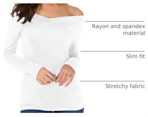 Image of Sarin Mathews Womens Shirts Off The Shoulder Tops Sexy V Neck Slim Fit Shirts Tops Blouses
