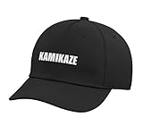 Kamikaze Adjustable Printed Baseball Hat, Black