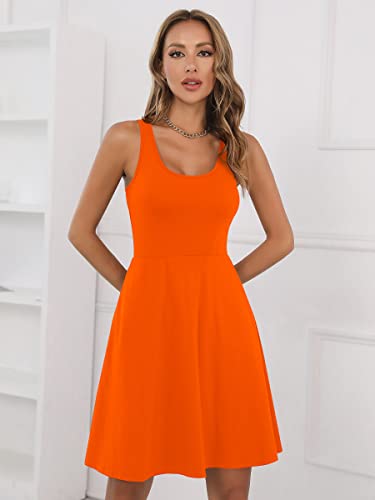 Image of Missufe Women's Sleeveless Racerback Flared Casual Plain Tank Dress