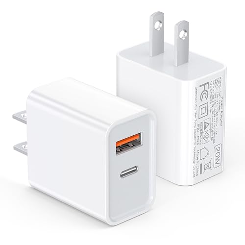[2 Pack] LCGENS USB C Wall Charger Block 20W, Dual Port PD Power Delivery Fast Type C Charging Block...