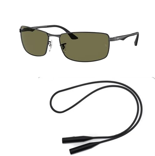 Ray-Ban RB3498 Sunglasses Bundle: RB 3498 002/9A Black Green and Universal Anti-slip Silicone Leash2