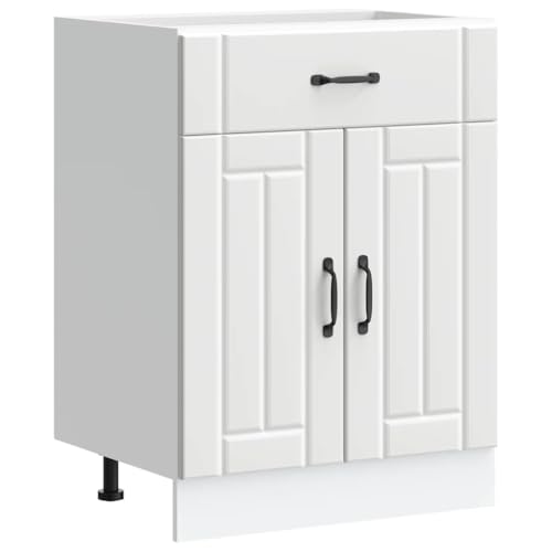 vidaXL Küchen-Unterschrank Lucca Weiß Holzwerkstoff, Spülenunterschrank, Schrank Küche, Lagerschrank, Unterschrank für Küche, Küchenzeile
