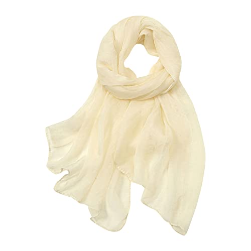 Women Lightweight Breathable Solid Color Soft Chiffon Long Fashion Scarves Sun-proof Shawls Wrap All Season