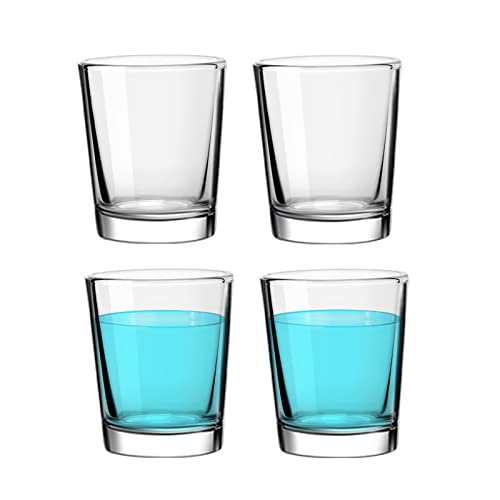 BYAWAY 0.8-Ounce Shot Glass,Medicine Cups Reusable Set of 4,Mini Clear Glass Cups Small Glasses Mouthwash Cups for Bathroom, Drinking Shot Glasses for Espresso,Tequila,Vodka,Whiskey,Liquor