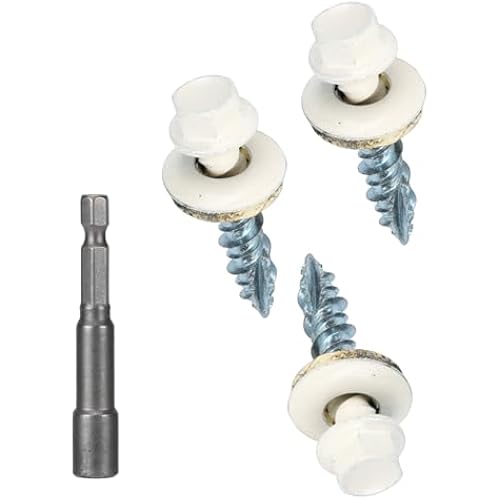 Metal Roofing Screws 10 x 1 inch, Brite White Hex Head Sheet Metal Roof Screw with EPDM Washer for Corrugated Roofing (250Pcs)