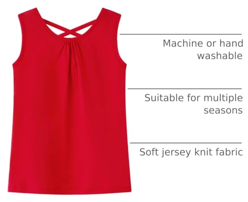 Image of Noomelfish Girls Criss Cross Back Tank Tops Soft Jersey Cotton Sleeveless Shirts (3-12 Years)