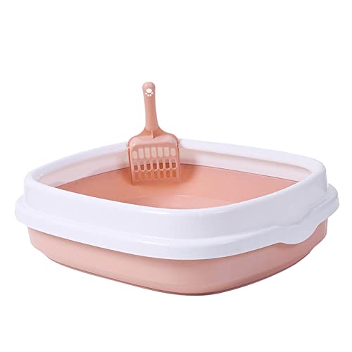 Generic キャットトイレトレー 耐久素材 フレーム一体型 猫砂箱 分解清掃可 掃除道具同梱 飛び散り防止 大容量 移動便利 子猫成猫に適用, 黄