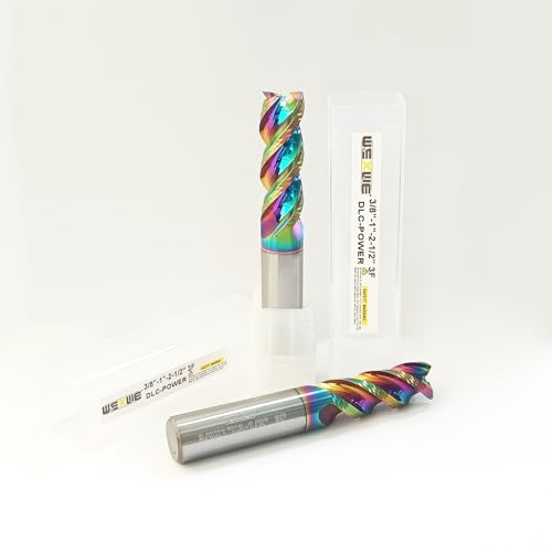 Image of Tools DLC Series Carbide Square End Mill, Diamond-Like Coating, End Mill for Aluminum, Copper, Magnesium Alloys, High Silicon Aluminum, Composite Materials,3 Flute,3 /8 Shank(.375(3 /8) inch, 2pcs)