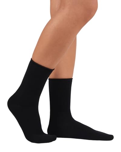 Image of Womens Seamless Non-Elastic Super Soft Modal Rich Crew Socks 3 Pairs Silk Touch Breathable 5-9 Socks for Women