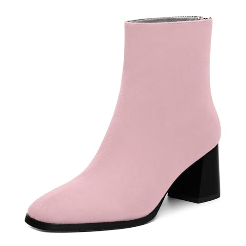 Women's Purple Square Toe Mid Block Heel Ankle Booties, 2.5