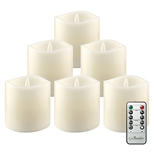 Stonebriar 6 Pack Real Wax 3X3 Flameless Led Pillar Candles With Remote And Timer #TOP1