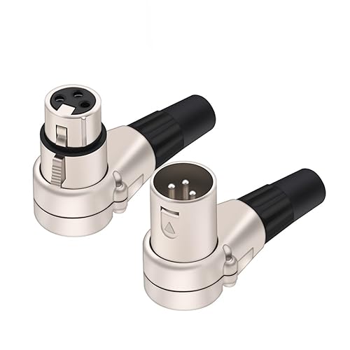 Conector XLR de ángulo recto de 3 pines macho hembra multidireccional para cable de micrófono negro 3