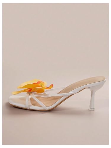 Image of MakeMeChic Women's Open Toe Floral Kitten Heels Flower Summer Beach Sandals