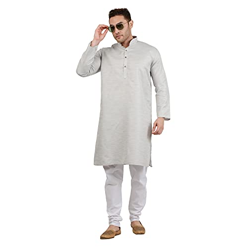 Image of LUCKWIN Handloom Blend Kurta Pyjama Set for Men, Full-Sleeve, Mandarin Collared Neck, Ideal for Every Occasion, Cotton Made, Lightweight and Comfortable