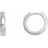 Solid Platinum 14mm Hinged Hoop Huggie Earring (14mm)