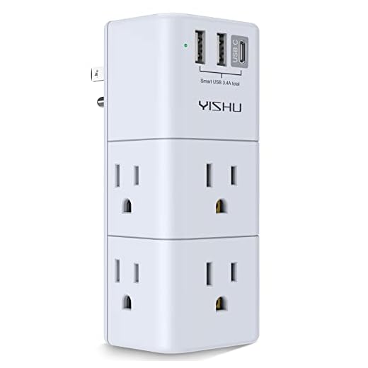 USB Multi Plug Outlet Extender - YISHU Surge Protector with Rotating Plug, 6 AC Plug Extender with 3 USB Ports, 3-Sided Swivel Power Strip with Spaced Outlet Splitter for Home, Office, Travel