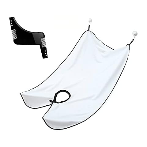 Beard Bib with Comb Cutting Cape Catcher Beard Apron With Suction Cups Beard Styling Template for Man Hair Beard Trim Model Cover