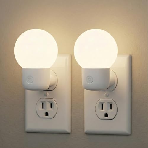 LED Night Lights Plug into Wall 2-Pack, Warm White/Cool White Adjustable，Tool Free Setup Plug in Night Light，1W Bright Nightlight for Adults Room Bedroom Bathroom Hallway Kitchen