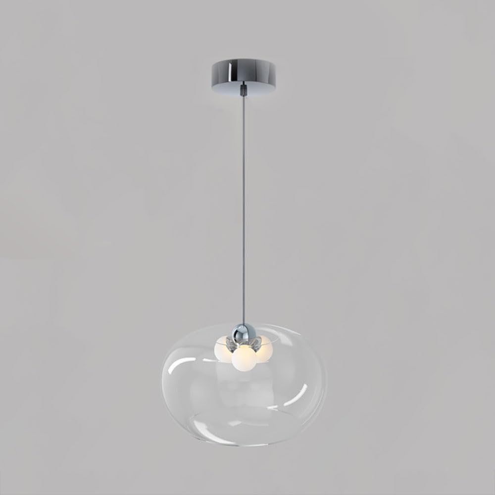 Suspension en verre lustre 3 lumières LED tricolore pour îlot de cuisine réglable 160 cm