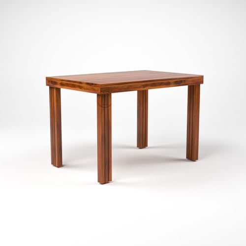 Image of VK Furniture Sheesham Solid Wood 4 Seater Dining Table Set of Four with 4 Print Cushion Chairs for Dinner Hall Kitchen Living Room Home Office Restaurant |L45 X W30 X H30|Brown