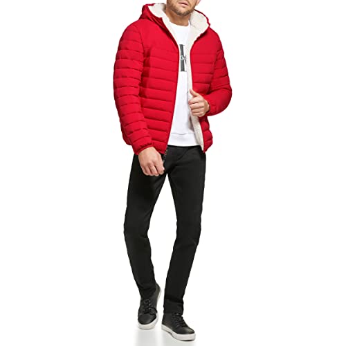 Image of Calvin Klein mens Lightweight Packable Down Jacket With Sherpa Lining