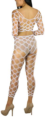 Image of ToBeInStyle Women's Spandex Multi Net Fishnet Set Rave Novelty Party Crop Top & Tights
