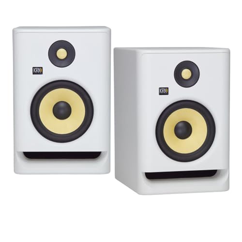 (2) KRK ROKIT RP7 G4 7' Bi-Amped Studio Monitor DSP Speakers White Noise Edition