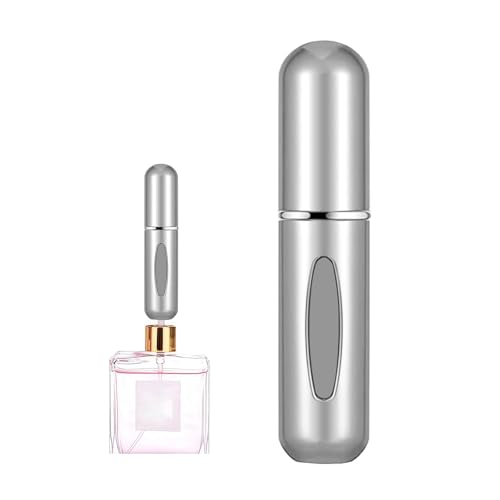 Image of Portable Mini Perfume Atomizer Bottle, 5ml /0.17oz Refillable Spray, Scent Pump Case, Travel Atomizer (Matte Silvery)