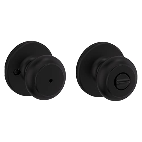 Image of Kwikset Cove Interior Privacy Door Knob with Lock, Door Handle For Bathroom and Bedroom, Matte Black Keyless Turn Lock Doorknob