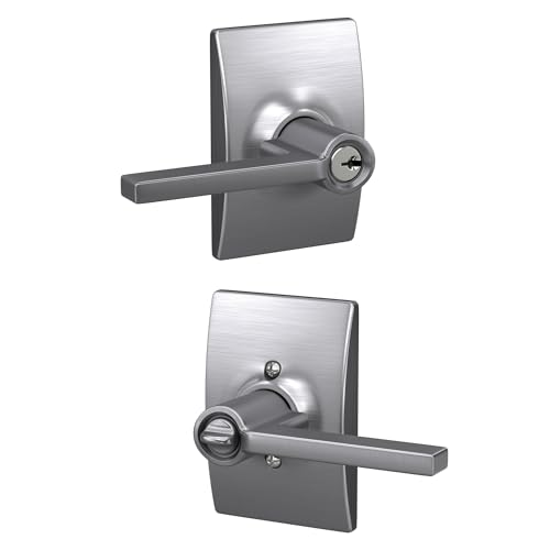 Image of SCHLAGE F51A LAT 626 CEN Latitude Lever with Century Trim Keyed Entry Lock, Satin Chrome